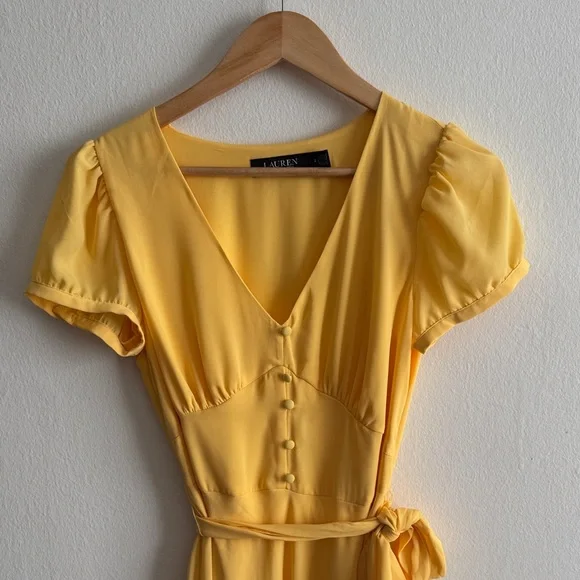 Ralph Lauren Yellow Puff Sleeve Dress - Picture 3 of 9
